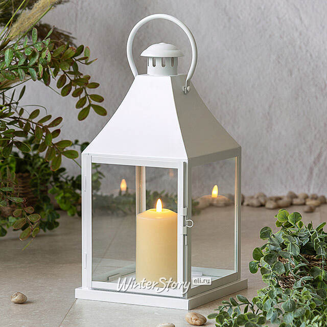 Декоративный подсвечник-фонарь Бильбао 40 см белый Edelman