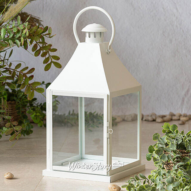 Декоративный подсвечник-фонарь Бильбао 40 см белый Edelman