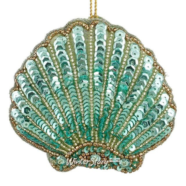 Елочная игрушка Ракушка Лазурная - Ecailles de Mer 10 см, подвеска Edelman