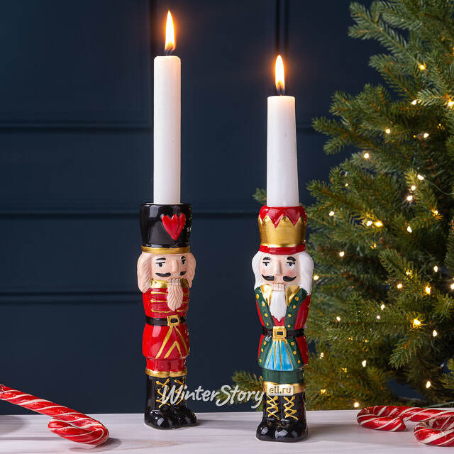 Набор декоративных подсвечников Щелкунчики 18 см, 2 шт Edelman