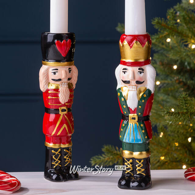 Набор декоративных подсвечников Щелкунчики 18 см, 2 шт Edelman