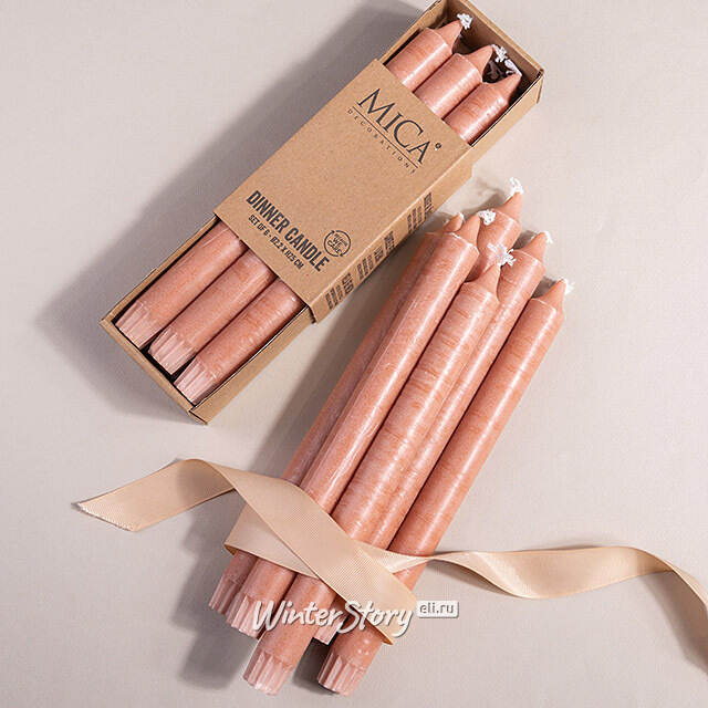 Столовые свечи Ricordo 25 см пудровые, 6 шт Edelman