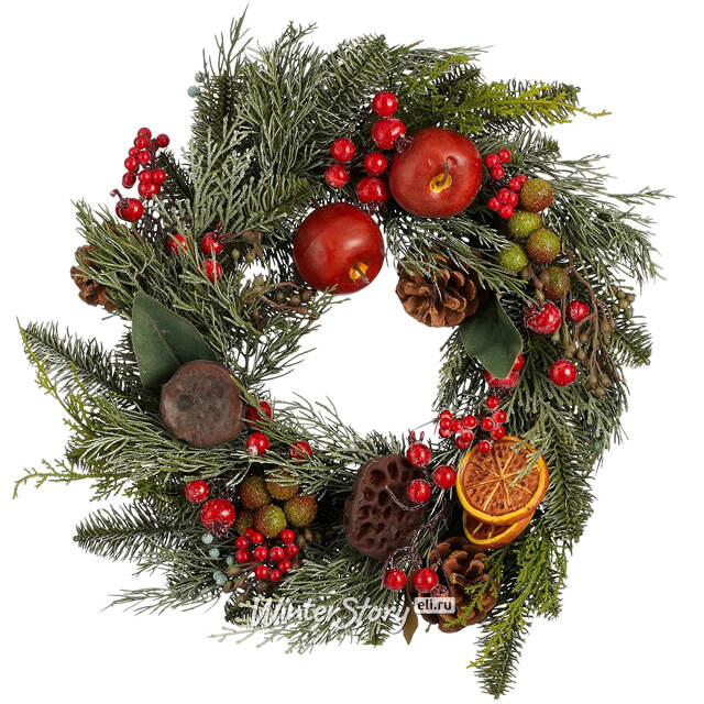 Венок для свечи Andes 40 см с шишками и фруктами Edelman