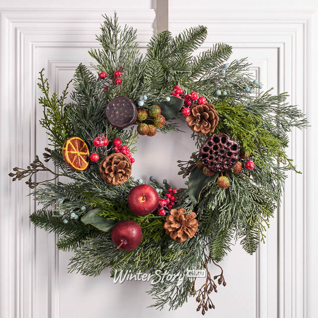 Венок Andes 40 см с шишками и фруктами, ЛИТАЯ 100% Edelman