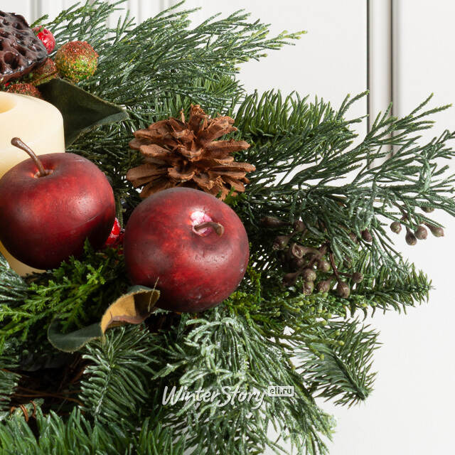 Венок для свечи Andes 40 см с шишками и фруктами Edelman