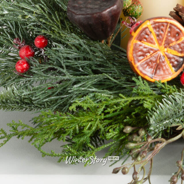 Венок для свечи Andes 40 см с шишками и фруктами Edelman