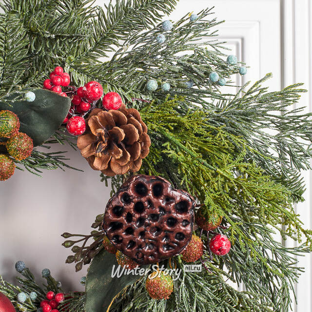 Венок Andes 40 см с шишками и фруктами, ЛИТАЯ 100% Edelman