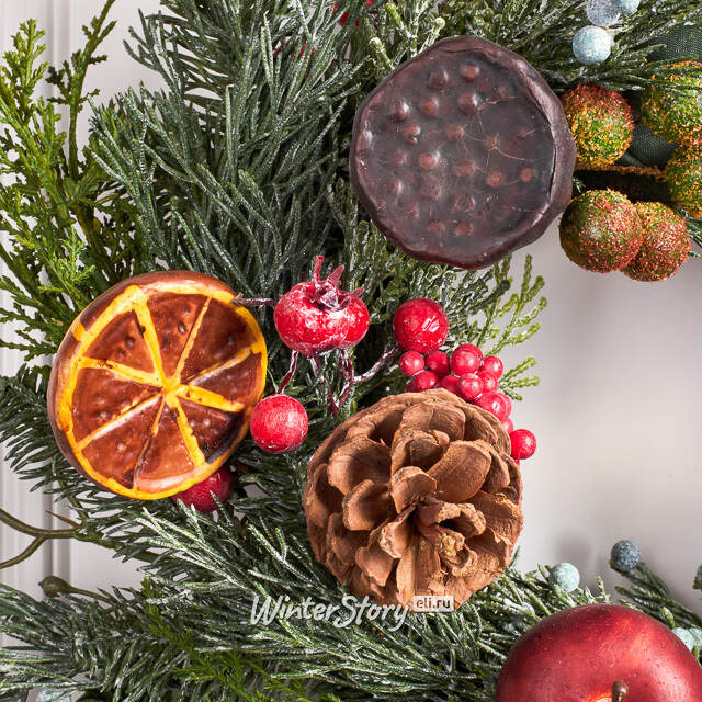 Венок Andes 40 см с шишками и фруктами, ЛИТАЯ 100% Edelman