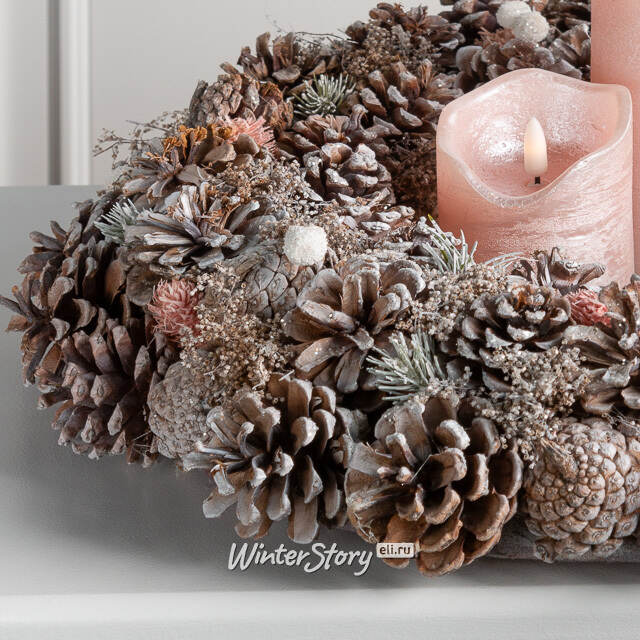 Венок для свечи из шишек Магический Лес 50 см Edelman