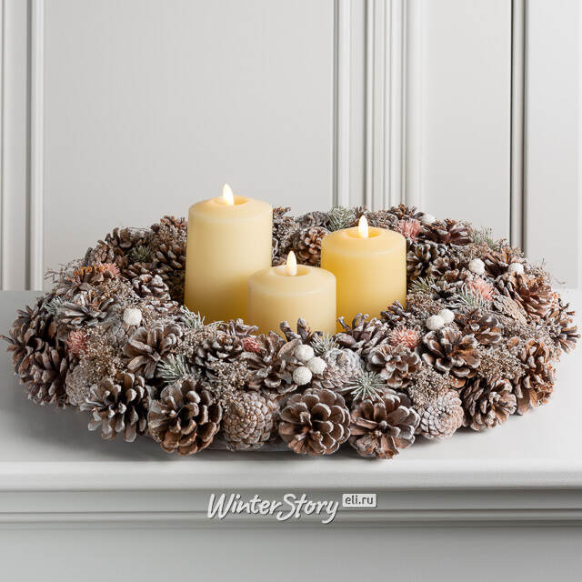 Венок для свечи из шишек Магический Лес 50 см Edelman