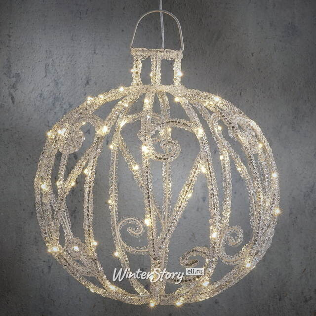 Светодиодное украшение Елочный шар Frostslingor 32 см, 80 теплых белых LED ламп, таймер, IP44 Edelman