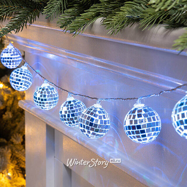 Светодиодная гирлянда Диско Шар - Reflection Mirror 1.5 м, 10 RGB LED ламп, таймер, на батарейках Edelman