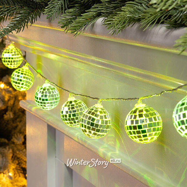 Светодиодная гирлянда Диско Шар - Reflection Mirror 1.5 м, 10 RGB LED ламп, таймер, на батарейках Edelman