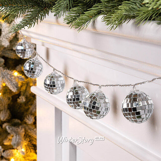 Светодиодная гирлянда Диско Шар - Reflection Mirror 1.5 м, 10 RGB LED ламп, таймер, на батарейках Edelman