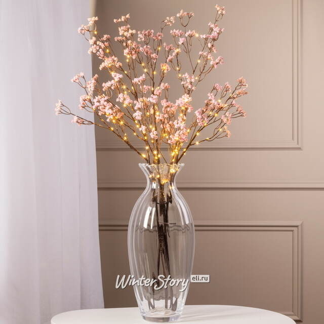 Набор светящихся веток Гипсофила Arbre 100 см розовые, 45 теплых белых LED ламп, 3 шт, IP44 Edelman