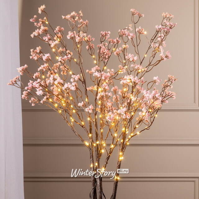 Набор светящихся веток Гипсофила Arbre 100 см розовые, 45 теплых белых LED ламп, 3 шт, IP44 Edelman