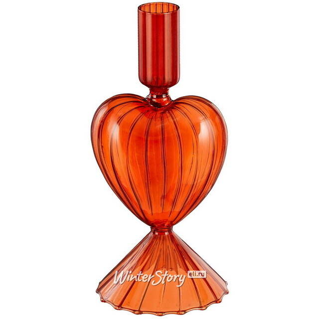 Стеклянный подсвечник Cuore Cristallo - Orange Flame 20 см Edelman