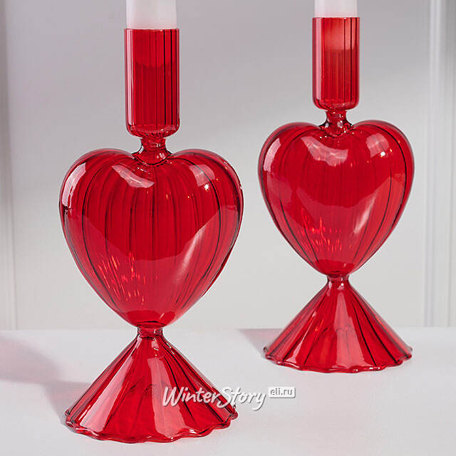 Стеклянный подсвечник Cuore Cristallo - Red Flame 20 см Edelman