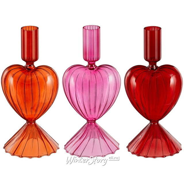 Стеклянный подсвечник Cuore Cristallo - Red Flame 20 см Edelman