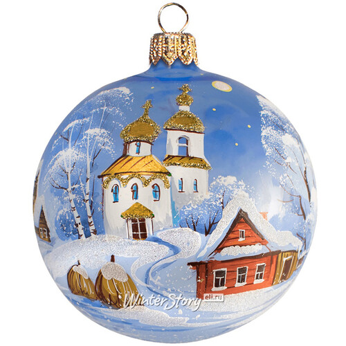 Стеклянный ёлочный шар Зимушка-зима - Церковь 9 см Фабрика Ариель