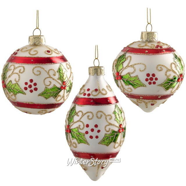 Стеклянные елочные игрушки Christmas Motive 8 см, 12 шт Edelman