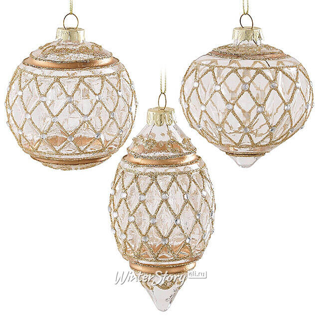 Стеклянные елочные игрушки Les Celestins 8 см, 12 шт Edelman (Эдельман)