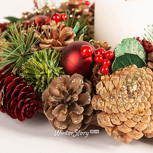 Венок-подсвечник из шишек Belper - Winter Symphony 34 см Edelman