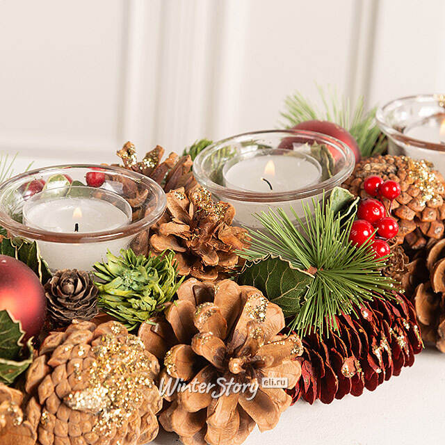 Подсвечник из шишек Belper - Winter Symphony 54 см Edelman