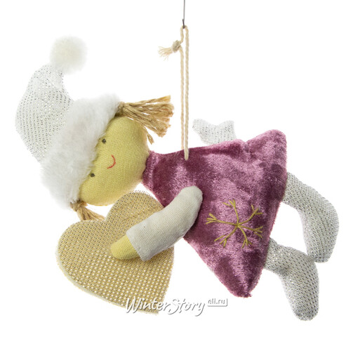 Елочная игрушка Ангел Юна с сердечком 20 см, подвеска Due Esse Christmas
