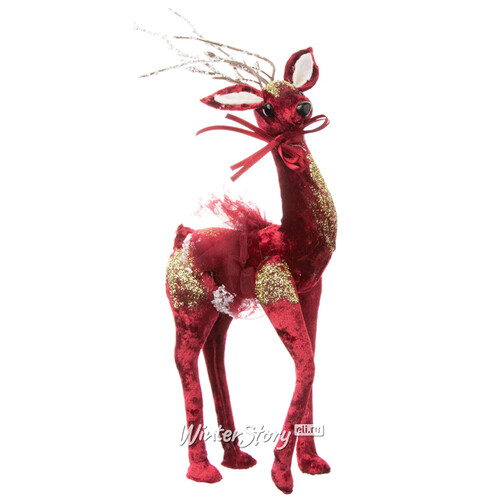 Декоративная фигура Бархатный Олень Джада 32 см, рубиновый Due Esse Christmas