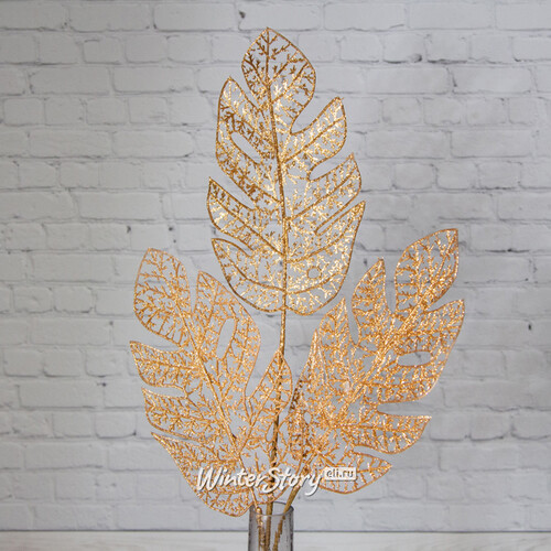 Искусственный лист Ажурная Монстера 78 см, медное золото Hogewoning