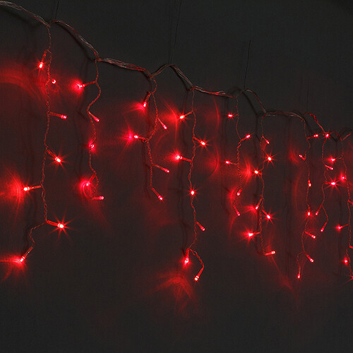 Гирлянда для дома Сосульки 3*0.4 м, 120 красных LED ламп, прозрачный ПВХ, контроллер, соединяемая Царь Елка