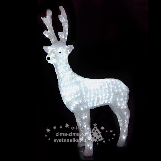 Олень светящийся, 100см, уличный, акрил, 350 холодных белых лампы Царь Елка