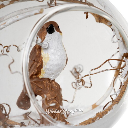 Стеклянный шар с композицией Птичье Царство - Зяблик 9 см, подвеска Kaemingk