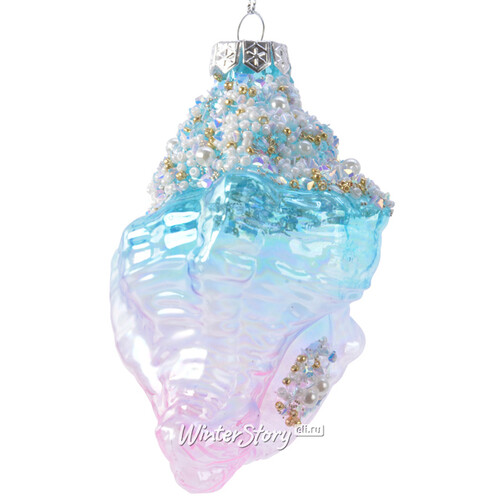 Стеклянная елочная игрушка Ракушка - Драгоценное море 12 см, подвеска Kaemingk