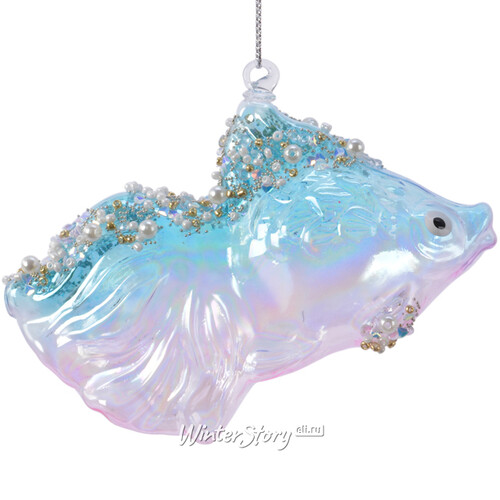 Стеклянная елочная игрушка Рыбка Гуппи - Драгоценное море 13 см, подвеска Kaemingk