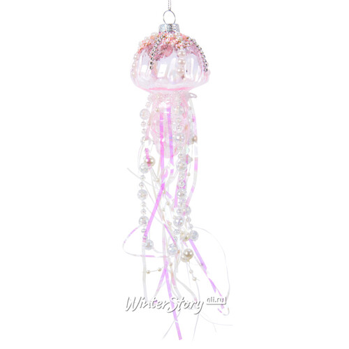 Стеклянная елочная игрушка Медуза - Драгоценное море 11 см, подвеска Kaemingk