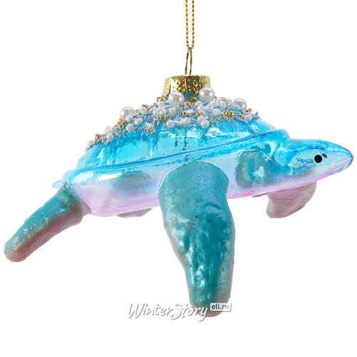 Стеклянная елочная игрушка Черепаха - Драгоценное море 11 см, подвеска Kaemingk