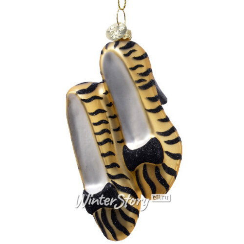 Стеклянная елочная игрушка Туфелька на Бал де Элизе: Тигровый принт 11 см, подвеска Kaemingk