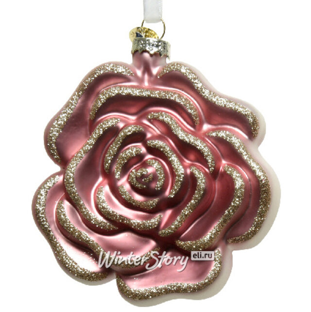 Стеклянная елочная игрушка Цветок - Нежная Виридифлора 11 см розовый, подвеска Kaemingk