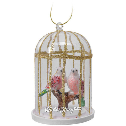 Стеклянная елочная игрушка Птички из сада Ла-Роз 10 см, подвеска Kaemingk