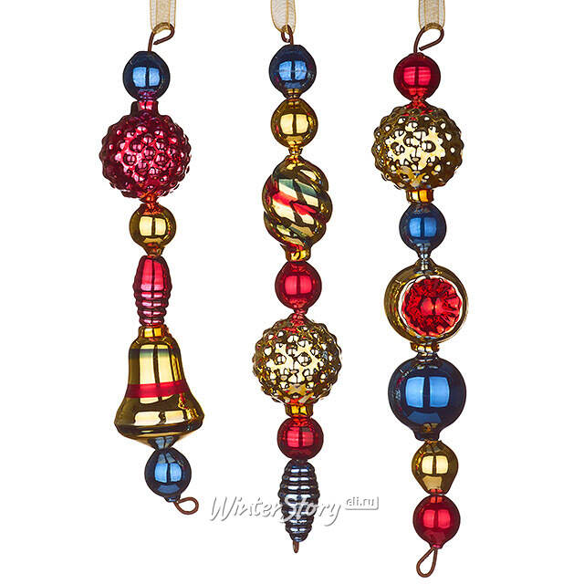 Набор стеклянных елочных игрушек Vintage Christmas: Color Sparks 15 см, 3 шт Kaemingk (Кейминг)