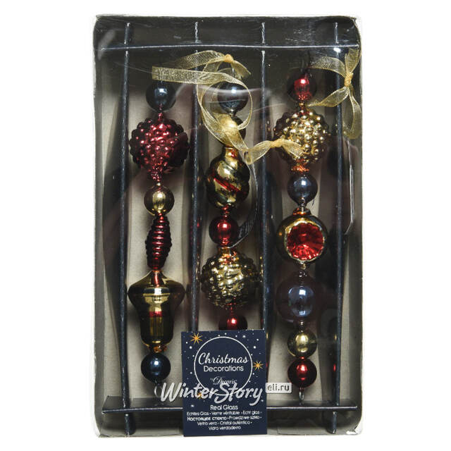 Набор стеклянных елочных игрушек Vintage Christmas: Color Sparks 15 см, 3 шт Kaemingk (Кейминг)
