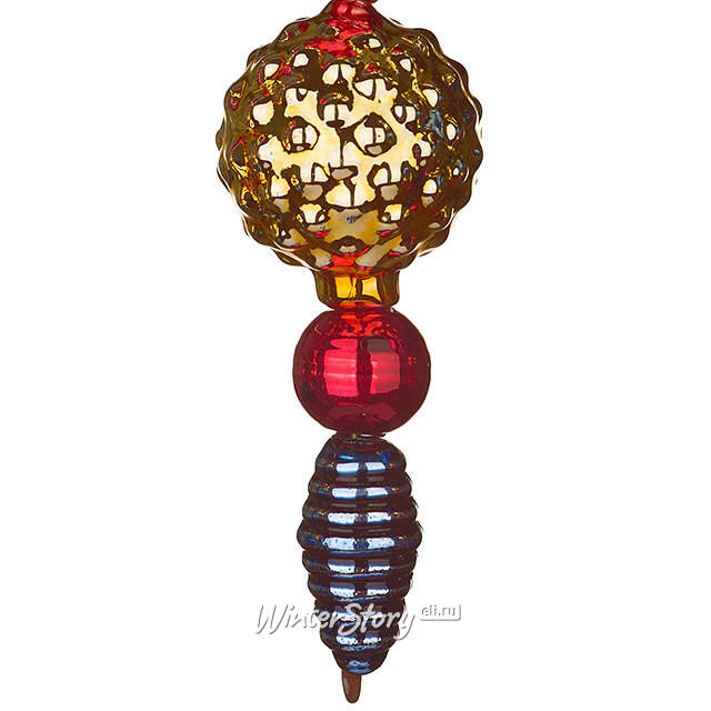 Набор стеклянных елочных игрушек Vintage Christmas: Color Sparks 15 см, 3 шт Kaemingk (Кейминг)