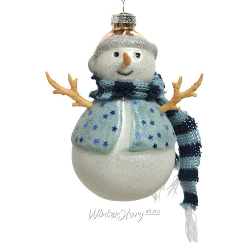 Стеклянная елочная игрушка Снеговик Кевин - Winter Joy 13 см, подвеска Kaemingk