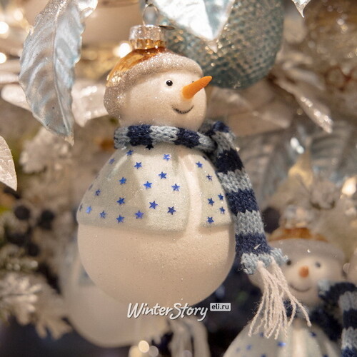 Стеклянная елочная игрушка Снеговик Кевин - Winter Joy 13 см, подвеска Kaemingk