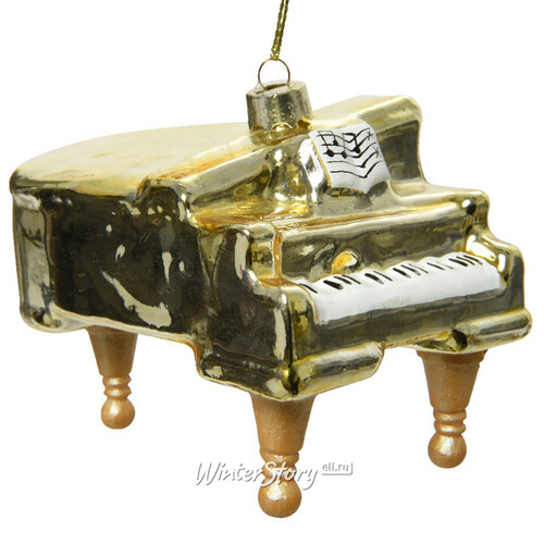 Стеклянная елочная игрушка Рояль - Golden Melody 10 см, подвеска Kaemingk