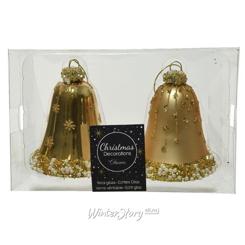 Набор колокольчиков Sonnette Золотой 8 см, 2 шт, стекло, подвеска Kaemingk