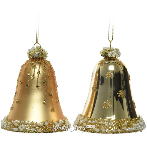Набор колокольчиков Sonnette Золотой 8 см, 2 шт, стекло, подвеска Kaemingk