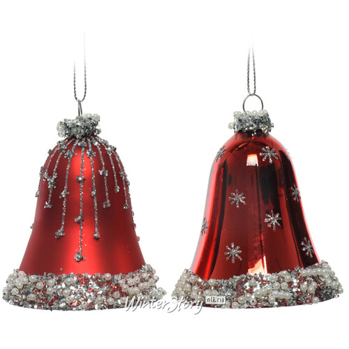 Набор колокольчиков Sonnette Красный 8 см, 2 шт, стекло, подвеска Kaemingk